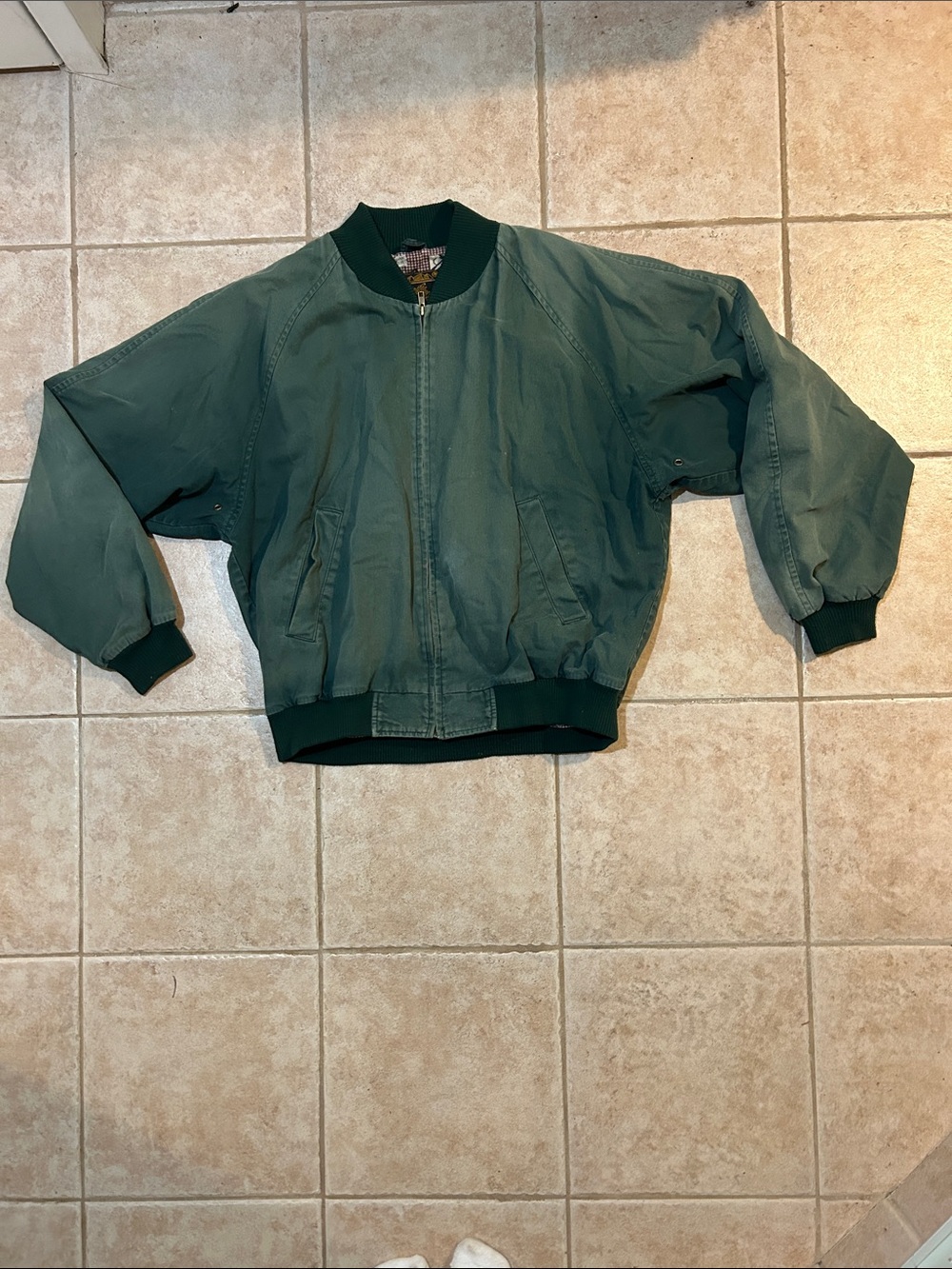 Men's Green Bomber Jacket - Classic Zip Front